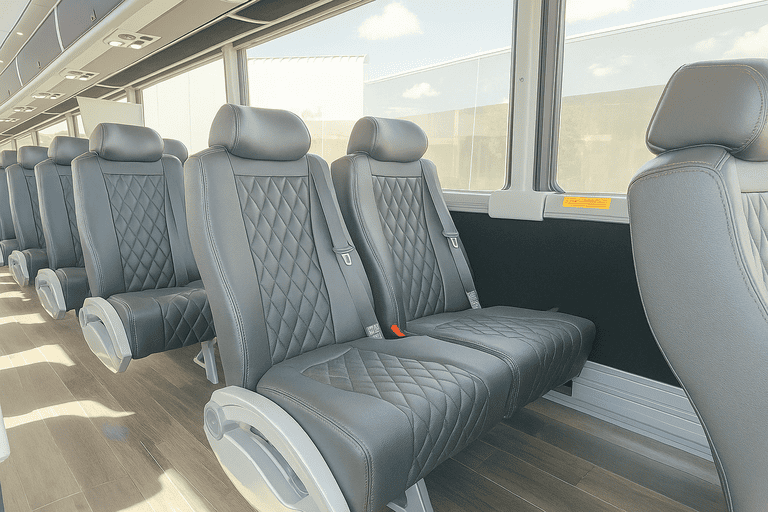 interior of New York Minibus Company charter bus