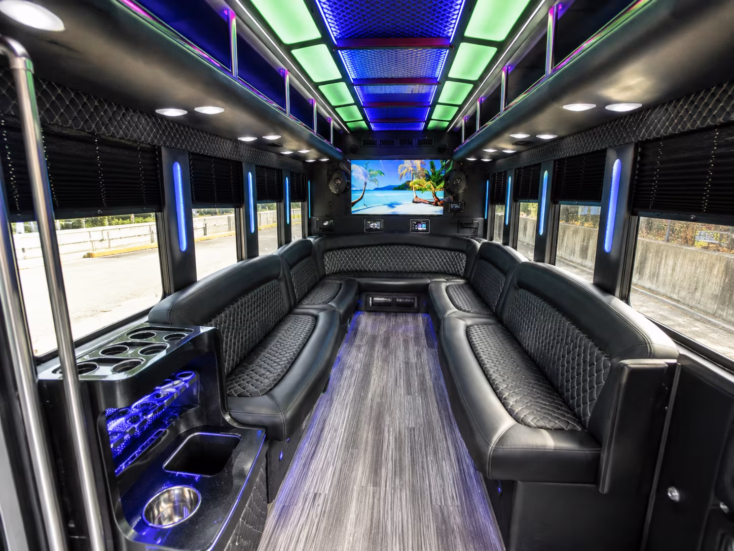new york 18 passenger party bus inside
